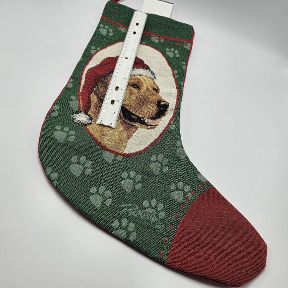Yellow Lab Dog Paw Christmas Stocking Linda Picken Tapestry Holiday 20 in - Picture 7 of 7